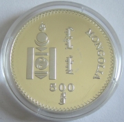 Mongolia 500 Togrog 1998 Millennium Silver