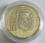 San Marino 500 + 1000 Lire 1985 Johann Sebastian Bach Silver BU