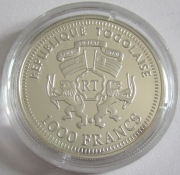 Togo 1000 Francs 2004 Wildlife Martial Eagle Silver