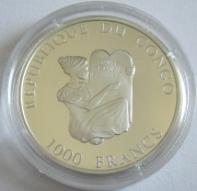 Kongo 1000 Francs 2004 Tiere Spitzmaulnashorn