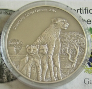 Gabon 1000 Francs 2015 Wildlife Cheetah 1 Oz Silver