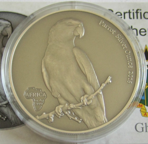 Ghana 5 Cedis 2016 Wildlife Red-Crowned Amazon 1 Oz Silver