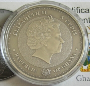 Ghana 5 Cedis 2016 Wildlife Greater Flamingo 1 Oz Silver