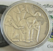 Gabon 1000 Francs 2013 Wildlife Baby Elephants 1 Oz Silver