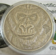 Ghana 5 Cedis 2015 Wildlife Gorilla 1 Oz Silver