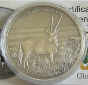 Ghana 5 Cedis 2018 Wildlife Oryx 1 Oz Silver