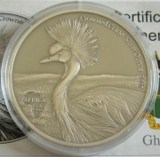 Ghana 5 Cedis 2017 Wildlife Black Crowned Crane 1 Oz Silver