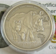 Kongo 1000 Francs 2015 Tiere Nashorn