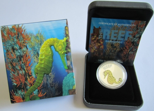 Australia 50 Cents 2010 Sea Life Sea Horse 1/2 Oz Silver