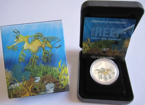 Australia 50 Cents 2009 Sea Life Leafy Sea Dragon 1/2 Oz Silver