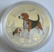 Tuvalu 1 Dollar 2011 Working Dogs Beagle 1 Oz Silver
