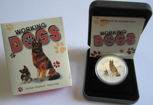 Tuvalu 1 Dollar 2011 Working Dogs German Shepherd