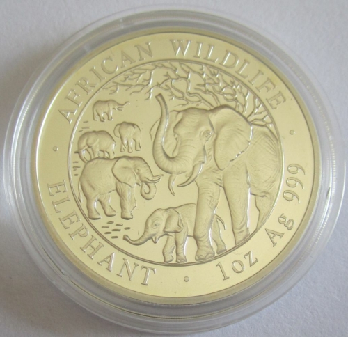 Somalia 100 Shillings 2008 Elephant 1 Oz Silver