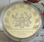 Ghana 5 Cedis 2017 Tattoo Art Lunar Rooster 1 Oz Silver