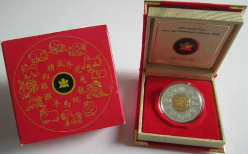 Canada 15 Dollars 2009 Lunar Ox 1 Oz Silver