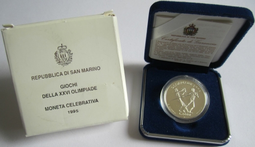 San Marino 1000 Lire 1995 Olympics Atlanta Discus & Javelin Throw Silver