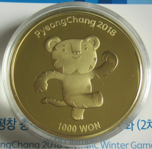 Südkorea 1000 Won 2017 Olympia Pyeongchang Maskottchen Soohorang