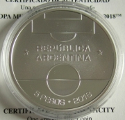 Argentina 5 Pesos 2018 Football World Cup in Russia Silver