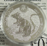 Rwanda 50 Amafaranga 2020 Lunar Rat 1 Oz Silver Proof