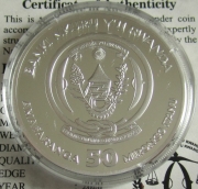 Rwanda 50 Amafaranga 2020 Lunar Rat 1 Oz Silver Proof