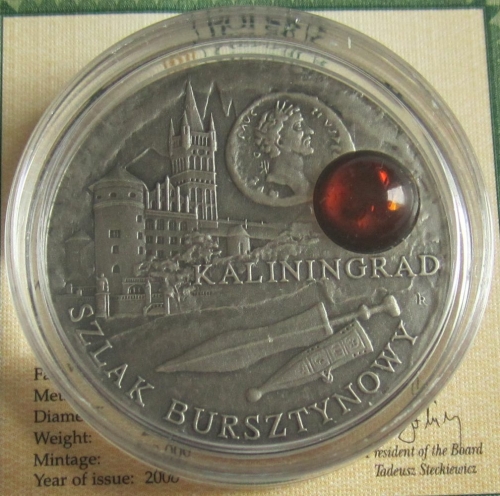 Niue 1 Dollar 2008 Amber Route Kaliningrad Silver