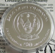 Rwanda 50 Amafaranga 2020 Wildlife Galago / Bushbaby 1 Oz Silver Proof