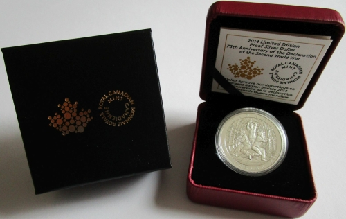 Canada 1 Dollar 2014 75 Years World War II Silver Proof
