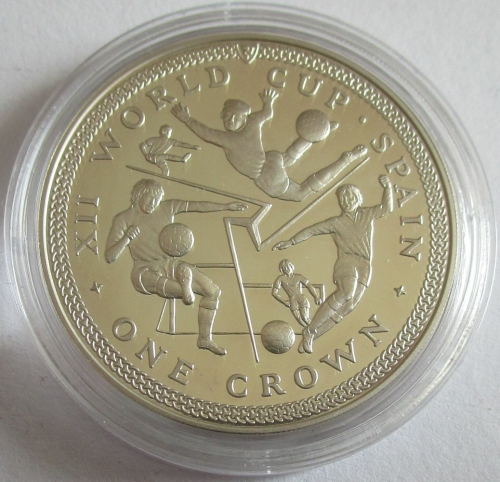 Isle of Man 1 Crown 1982 Football World Cup in Spain Scenes #1 Silver Proof