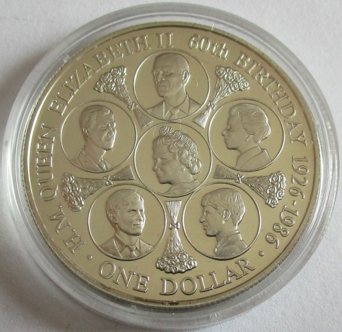 Cook Islands 1 Dollar 1986 Queen Elizabeth II. Silver