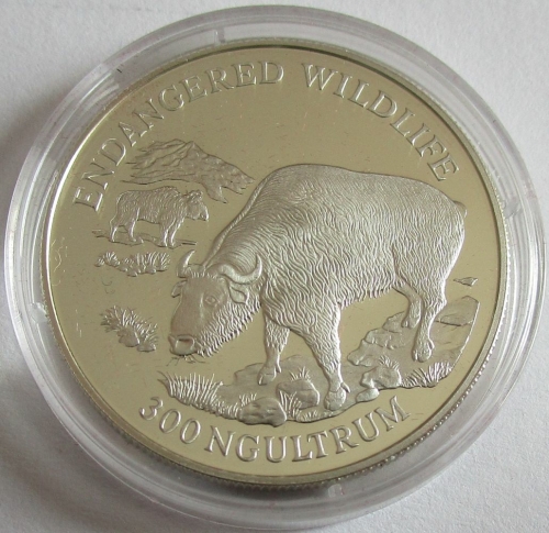 Bhutan 300 Ngultrum 1993 Wildlife Takin Silver