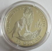 Cook Islands 50 Dollars 1991 Wildlife Asiatic Lion Silver