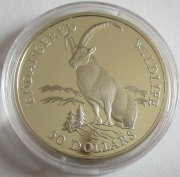 Cook Islands 50 Dollars 1991 Wildlife Alpine Ibex Silver