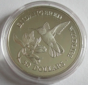 Cook Islands 50 Dollars 1991 Wildlife Bee Hummingbird Silver