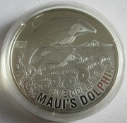 New Zealand 5 Dollars 2010 Wildlife Maui Dolphin 1 Oz Silver Proof