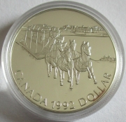 Canada 1 Dollar 1992 175 Years Stagecoach Service Kingston-York Silver Proof