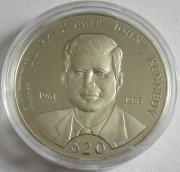 Liberia 20 Dollars 2000 US Presidents John F. Kennedy Silver