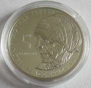 Cook Islands 5 Dollars 2002 Mother Teresa Silver