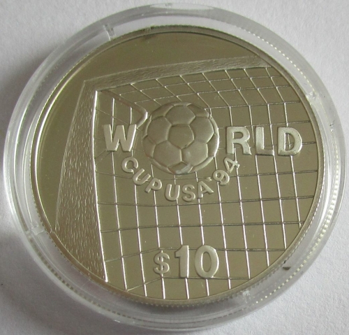 Belize 10 Dollars 1994 Football World Cup in the USA Silver