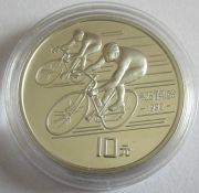 China 10 Yuan 1990 Olympics Barcelona Cycling Silver