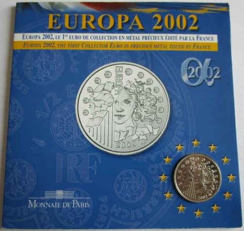 France 1/4 Euro 2002 Europa Monetary Union Silver