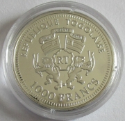 Togo 1000 Francs 2001 Football World Cup in France Silver