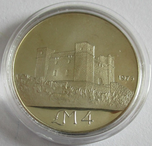 Malta 4 Liri 1975 Saint Agathas Tower Silver