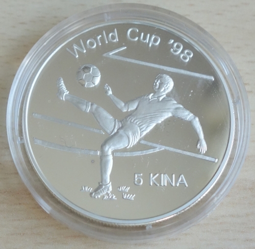 Papua New Guinea 5 Kina 1997 Football World Cup in France Silver