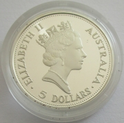 Australia 5 Dollars 1991 Kookaburra 1 Oz Silver Proof