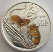 Australia 25 Cents 2020 Lunar III Rat Coloured 1/4 Oz Silver