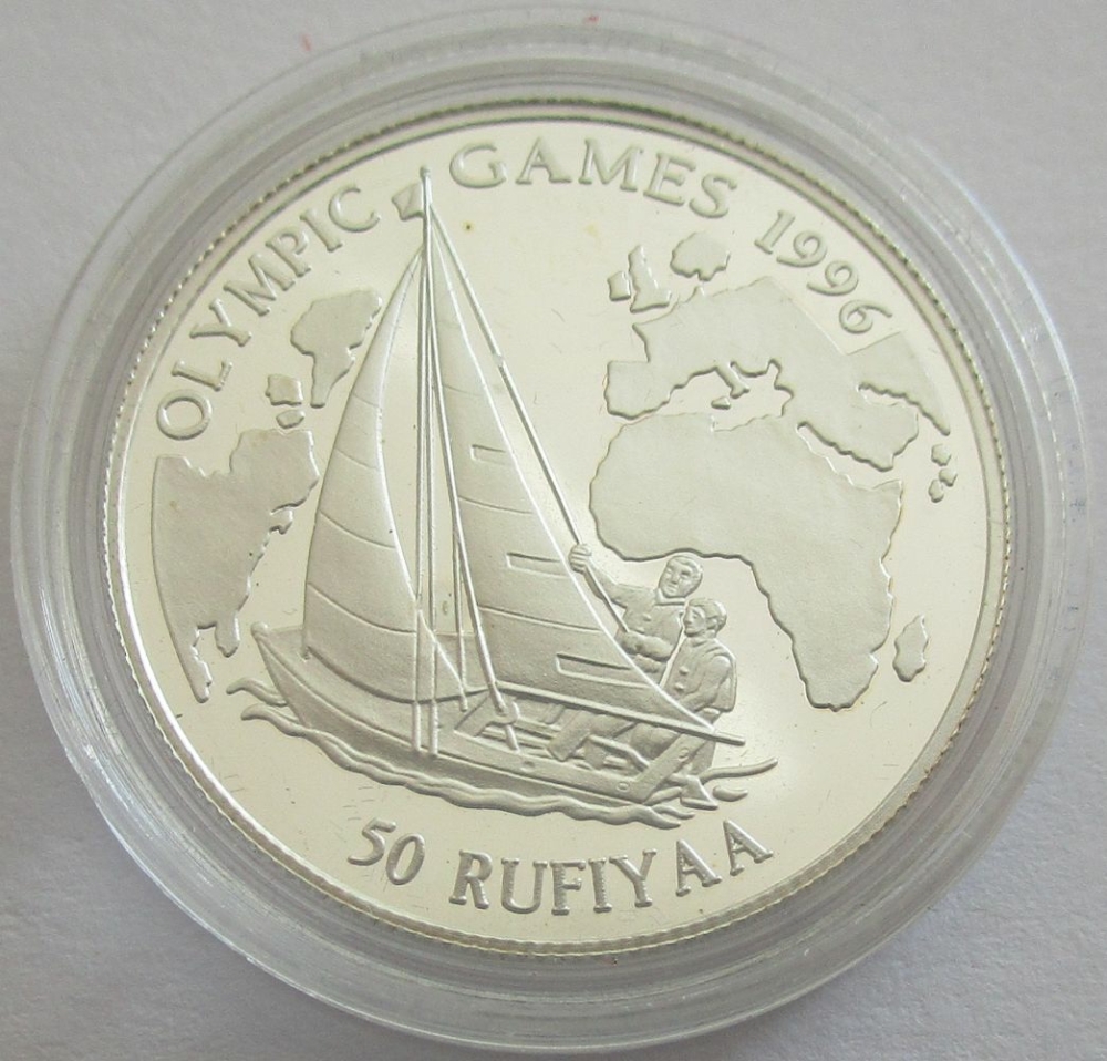 Malediven 50 Rufiyaa 1996 Olympia Atlanta Segeln - Mago-Muenzen, 15,00