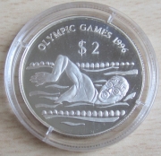 Tuvalu 2 Dollars 1996 Olympics Atlanta Swimming Silver