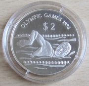 Tuvalu 2 Dollars 1996 Olympia Atlanta Schwimmen