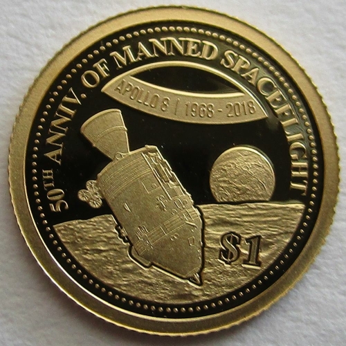 Fiji 1 Dollar 2018 50 Years Manned Spaceflight Gold