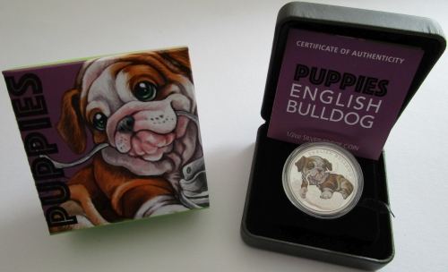 Tuvalu 50 Cents 2018 Puppies Englische Bulldogge